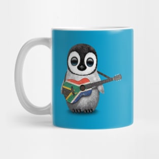 Baby Penguin Playing South African Flag Guitar Mug